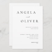 Modern Elegant Black & White Minimalist Wedding Kaart (Voorkant / Achterkant)