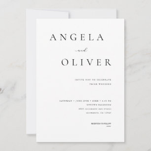 Modern Elegant Black & White Minimalist Wedding Kaart