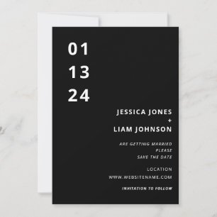 Modern Elegant Black & White Minimalist Wedding Save The Date