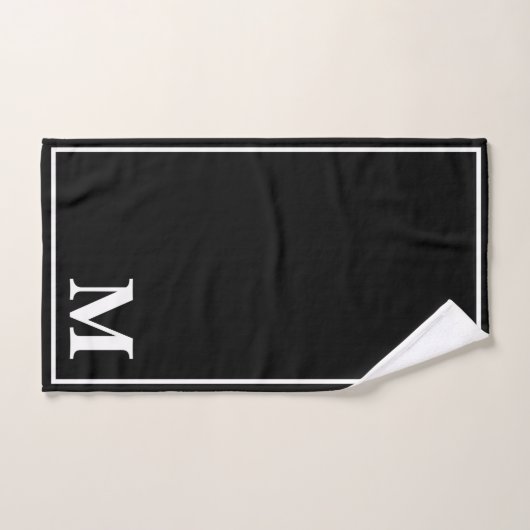 Modern Elegant Black &white Monogram Script Name Bad Handdoek (Handdoek)