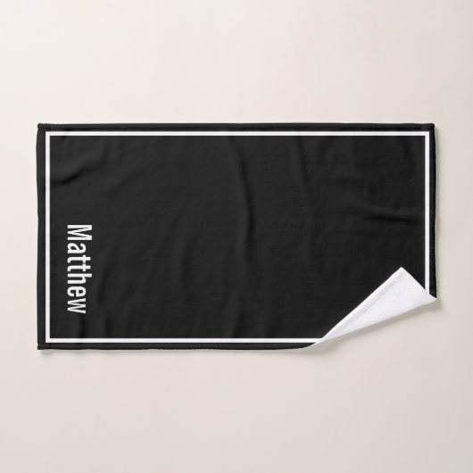 Modern Elegant Black &white Monogram Script Name Bad Handdoek (Handdoek)