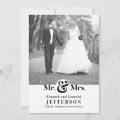 Modern Elegant Black White Mr. en Mrs Wedding Aankondiging (Voorkant)