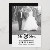 Modern Elegant Black White Mr. en Mrs Wedding Aankondiging (Voorkant / Achterkant)