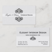 Modern | Elegant Black White Ornamental Logo Visitekaartje (Voorkant / Achterkant)