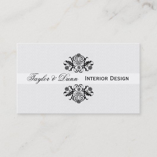 Modern | Elegant Black White Ornamental Logo Visitekaartje (Voorkant)