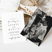 Modern Elegant Black & White Photo Wedding Kaart