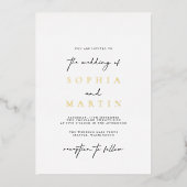 Modern Elegant Black & White Photo Wedding Real Folie Uitnodiging (Voorkant)