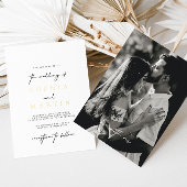 Modern Elegant Black & White Photo Wedding Real Folie Uitnodiging