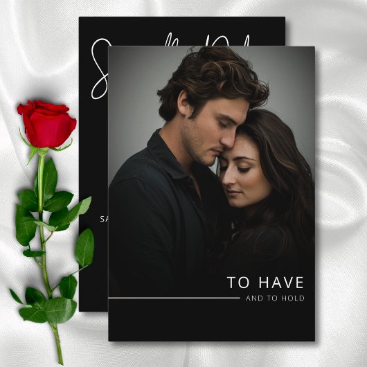 Modern Elegant Black & White Photo Wedding Save The Date