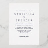 Modern Elegant Black White Silver Wedding Folie Uitnodiging (Voorkant)