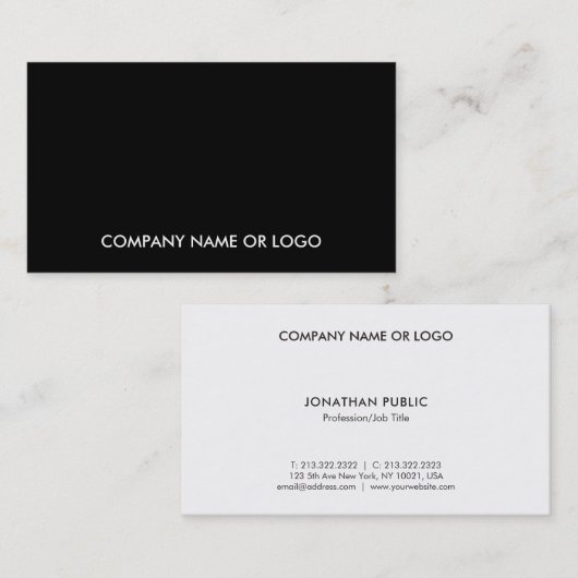 Modern Elegant Black White Simple Company Visitekaartje (Voorkant / Achterkant)
