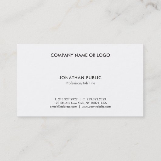 Modern Elegant Black White Simple Company Visitekaartje (Achterkant)