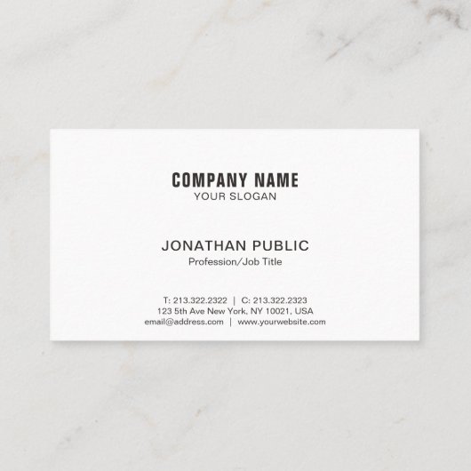 Modern Elegant Black White Simple Company Visitekaartje (Achterkant)