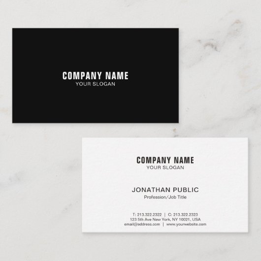 Modern Elegant Black White Simple Company Visitekaartje (Voorkant / Achterkant)