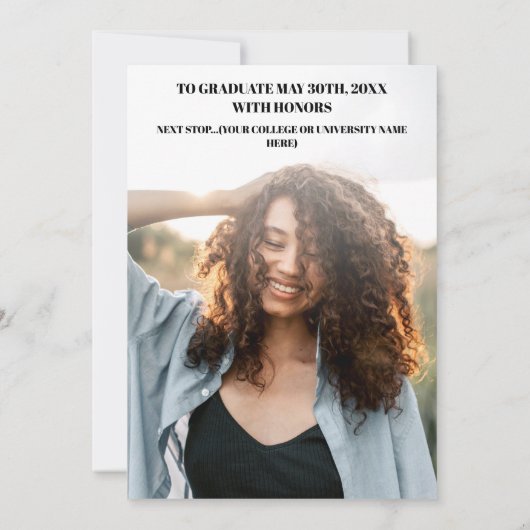 Modern Elegant Black White, vier foto's Afstuderen Aankondiging (Achterkant)