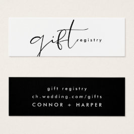 Modern Elegant Black & White Wedding Gift Registry Mini Visitekaartjes