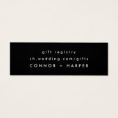 Modern Elegant Black & White Wedding Gift Registry Mini Visitekaartjes (Achterkant)