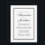 Modern Elegant Black & White Wedding Invitation Kaart<br><div class="desc">Moderne,  elegante,  maar eenvoudige Kaart voor een zwarte en witte bruiloft - zwart-wit</div>
