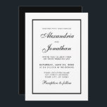 Modern Elegant Black & White Wedding Invitation Kaart<br><div class="desc">Moderne,  elegante,  maar eenvoudige Kaart voor een zwarte en witte bruiloft - zwart-wit</div>
