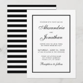 Modern Elegant Black & White Wedding Invitation S Kaart (Voorkant / Achterkant)