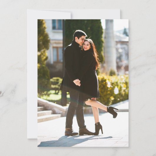 Modern Elegant Black White Wedding Invite - Foto Kaart (Achterkant)