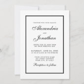 Modern Elegant Black & White Wedding Invite Foto Kaart (Voorkant)