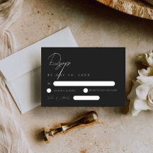 Modern Elegant Black & White Wedding RSVP Card