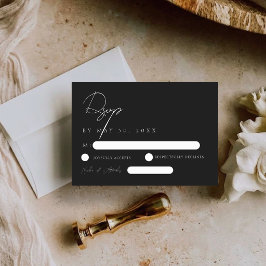 Modern Elegant Black & White Wedding RSVP Card Kaartje