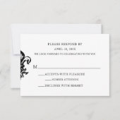 Modern Elegant Black White Wedding RSVP Kaartje (Voorkant)