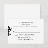 Modern Elegant Black White Wedding RSVP Kaartje (Voorkant / Achterkant)