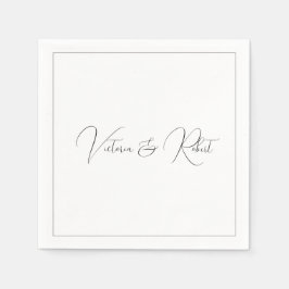 Modern Elegant Black & White Wedding Servet