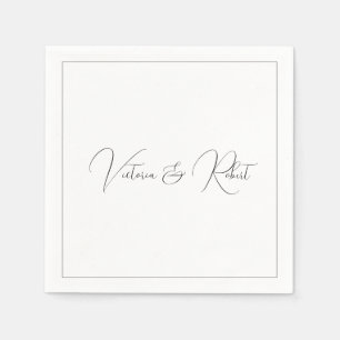 Modern Elegant Black & White Wedding Servet