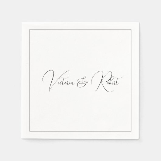 Modern Elegant Black & White Wedding Servet (Voorkant)