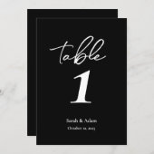 Modern Elegant Black White Wedding Table Number Aankondiging (Voorkant / Achterkant)