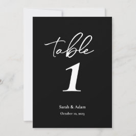 Modern Elegant Black White Wedding Table Number Aankondiging