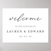 Modern Elegant Black White Weduwen Welkomstteken Poster (Voorkant)