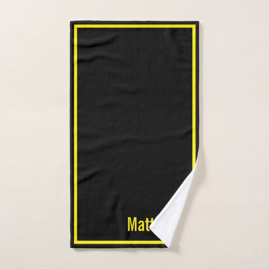 Modern Elegant Black Yellow Monogram Script Name Bad Handdoek (Handdoek)