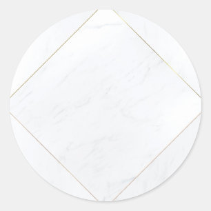 Modern Elegant Blank Sjabloon Marmeren Goud Lijst Ronde Sticker