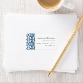 Modern Elegant Blauw Arabesque Damask Gepersonalis Etiket (Insitu)