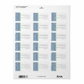 Modern Elegant Blauw Arabesque Damask Gepersonalis Etiket (Full Sheet)