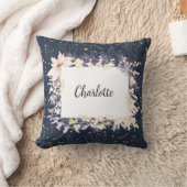 Modern Elegant Blauw Bloemen Kerstmis Kussen (Deken)