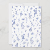 Modern Elegant Blauw  Bloemen Save the Date Kaart (Achterkant)
