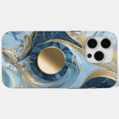 Modern Elegant Blauw Goud Marmer Case-Mate iPhone Case (Achterkant (horizontaal))