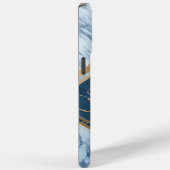 Modern Elegant Blauw Goud Marmer Case-Mate iPhone Case (Achterkant / Rechts)