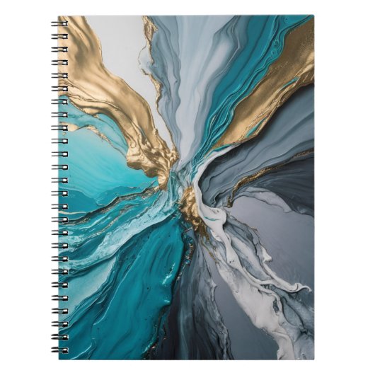 Modern Elegant Blauw Goud Marmer spiraal notitiebo Notitieboek (Voorkant)