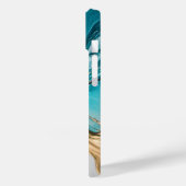 Modern Elegant Blauw Goud Marmeren iPhone case (Achterkant / Links)