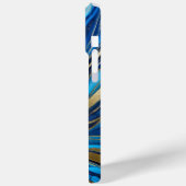 Modern Elegant Blauw Goud Marmeren Universum Case-Mate iPhone Case (Achterkant / Links)