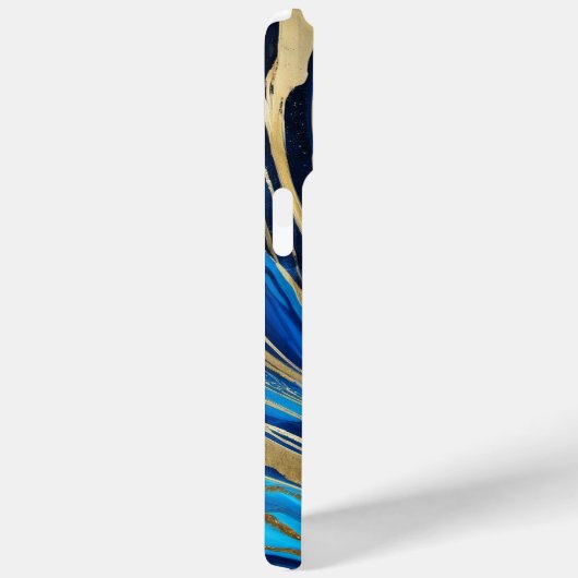 Modern Elegant Blauw Goud Marmeren Universum Case-Mate iPhone Case (Achterkant / Rechts)