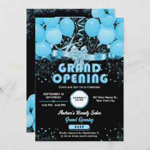 Modern Elegant Blauw Grand Business Opening Custom Kaart