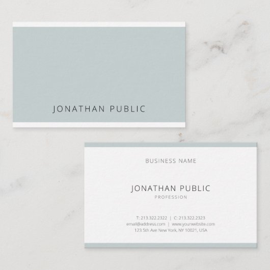 Modern Elegant Blauw Groen Eenvoudige Sjabloon Tre Visitekaartje (Voorkant / Achterkant)